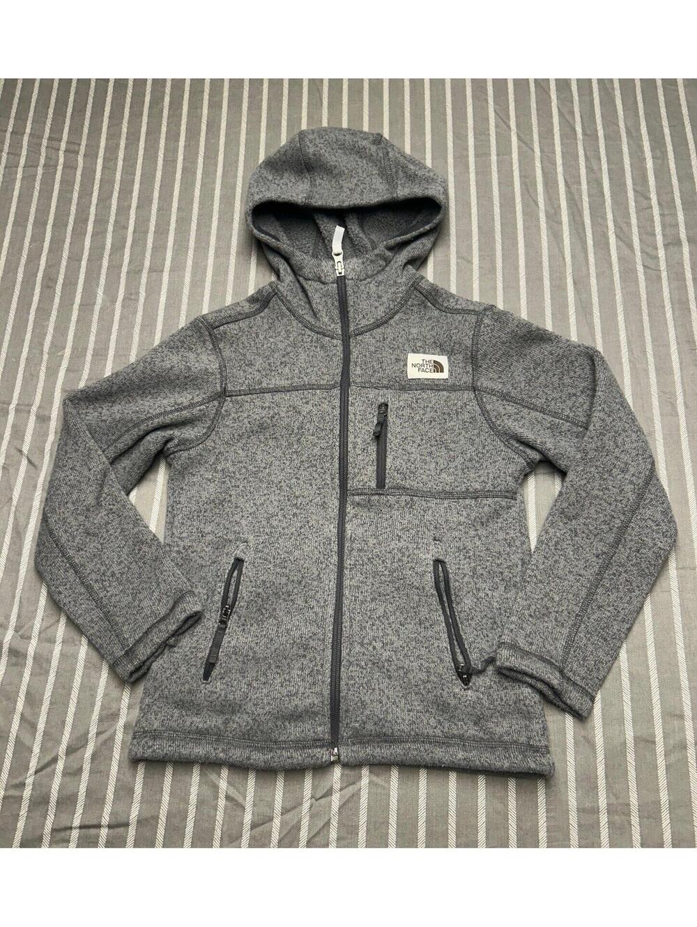 The North Face Beige Fluffy Lined Sweater Hoodie Fleece Boy Size S 7/8